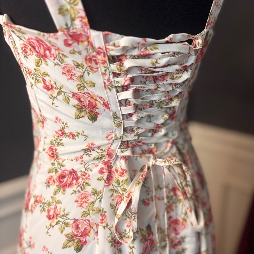 Commense Floral Midi Dress - White and Pink - Picture 9 of 15